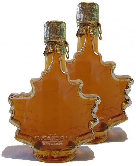 Two 500ml Maple Leaf Glass Bottles